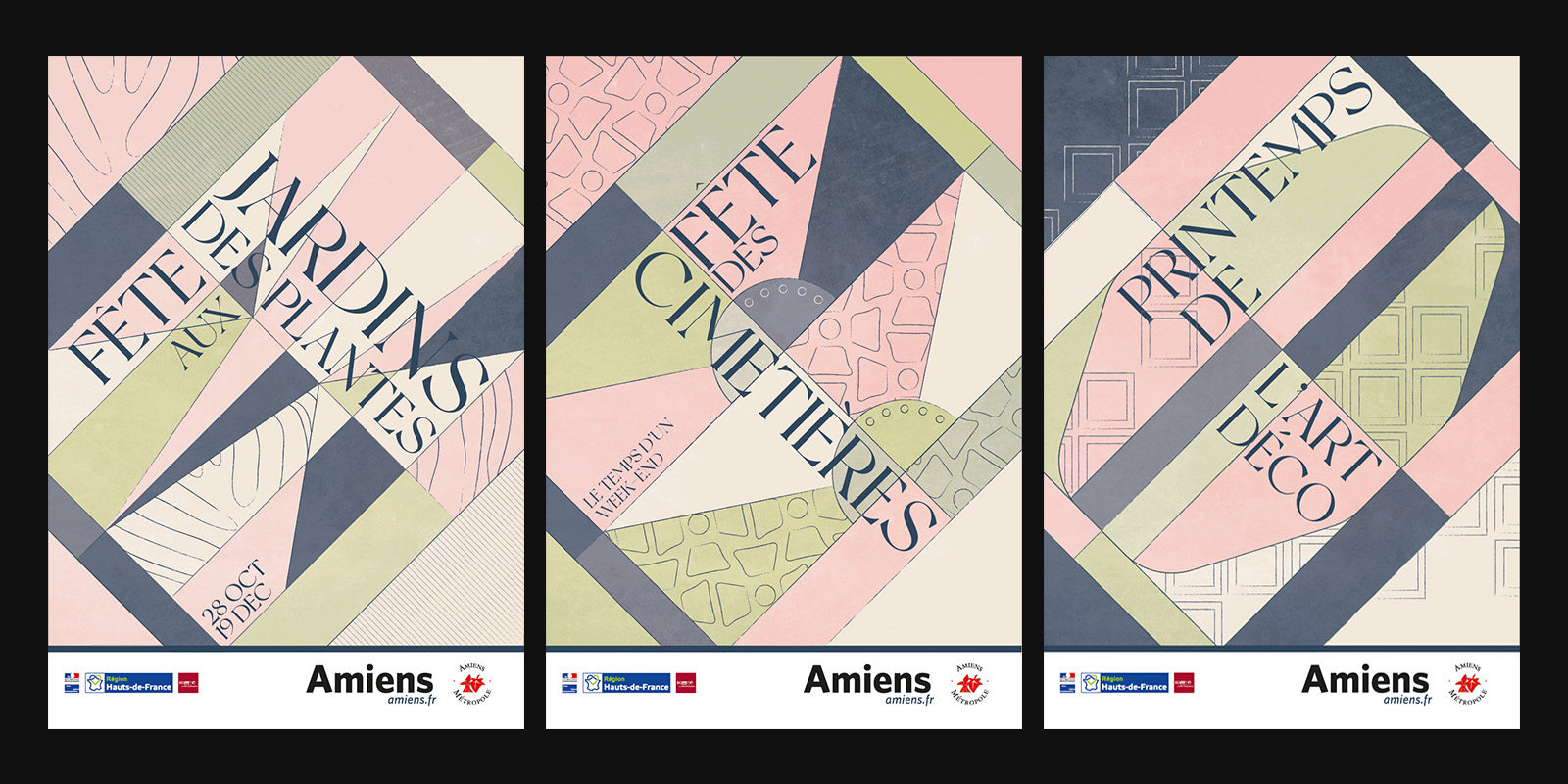 triptyque affiches jardin ville d'amiens