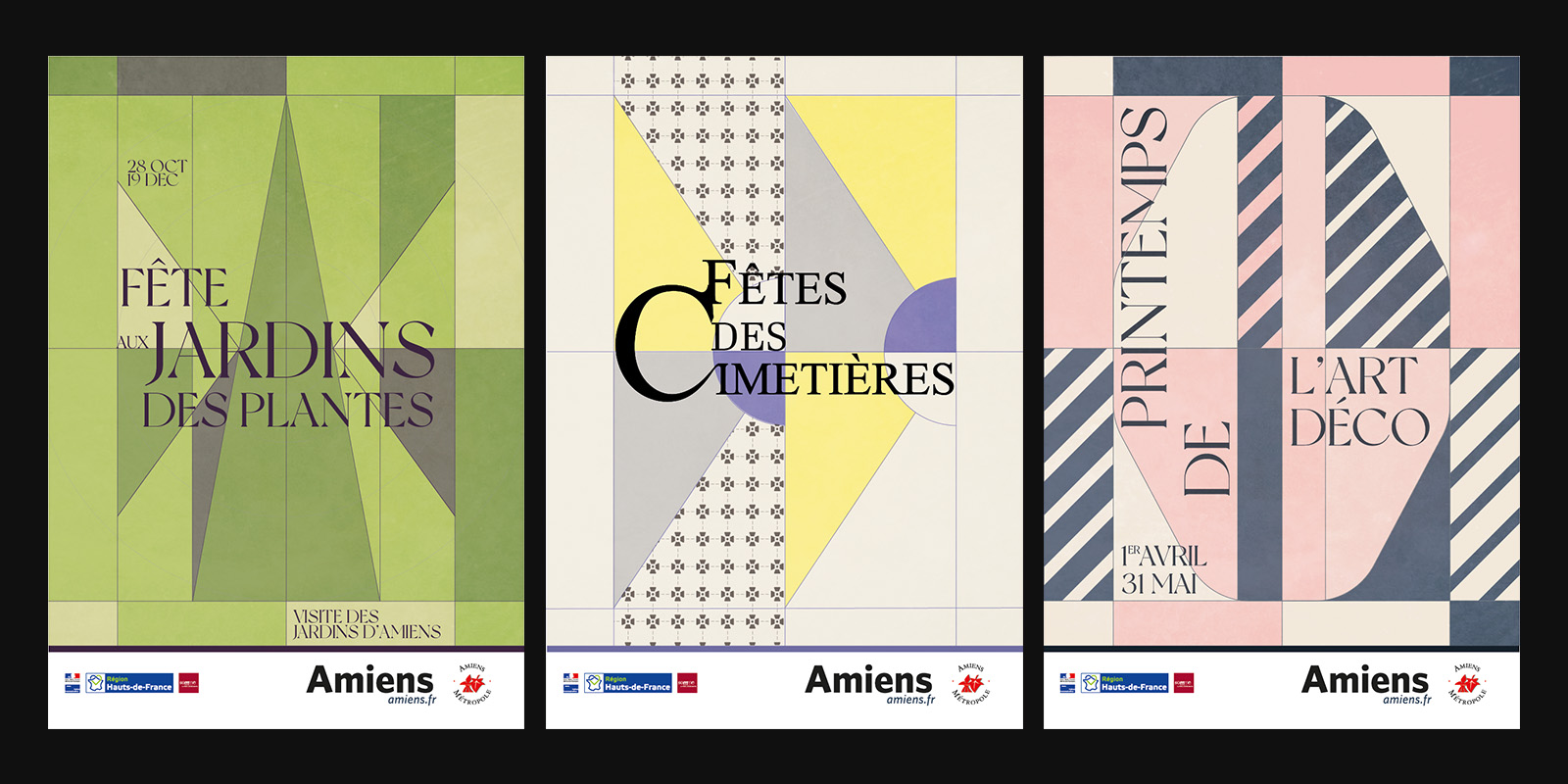 triptyque affiches jardin ville d'amiens