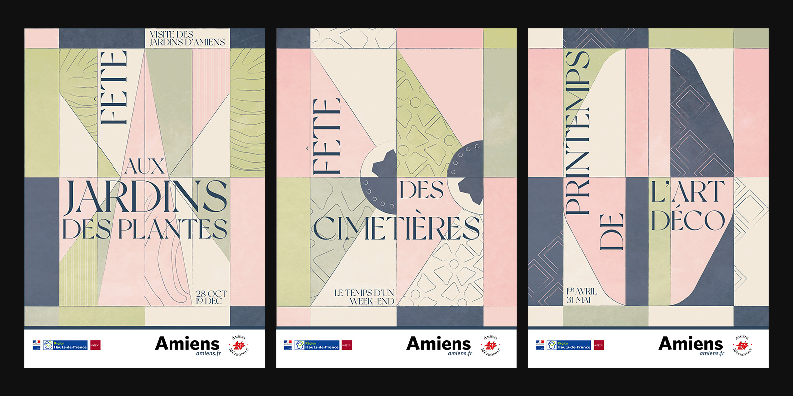 triptyque affiches jardin ville d'amiens